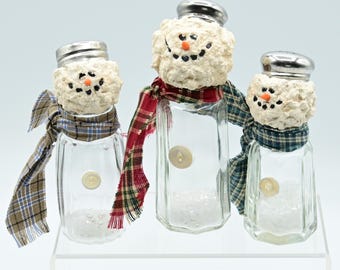 Handcrafted Salt Shaker Snowman: Recycled Winter Decor