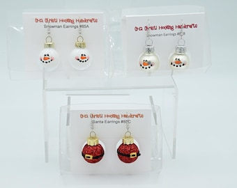Snowman or Santa Handpainted Earrings: Handcrafted Winter Jewelry