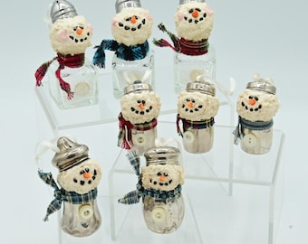 Handcrafted Salt Shaker Snowman Ornament: Recycled Winter Decor