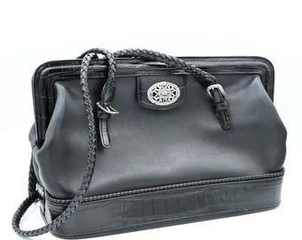 Bolso vintage Brighton de piel negra estilo médico