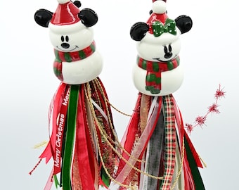 Christmas Mickey and Minnie Snowman Tassels: Handmade Christmas Decor