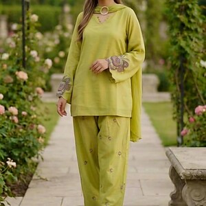 Ready-to-Wear Chanderi Cotton Farshi Salwar Suit, Embroidered Zari Wedding Outfit