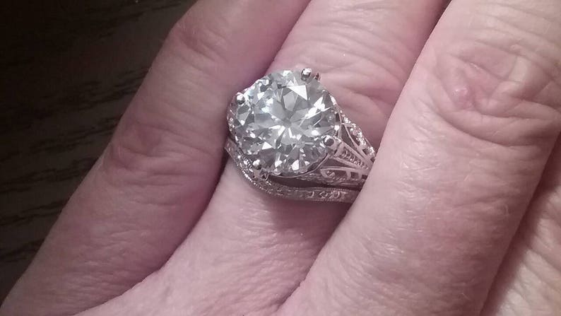 Antique Engagement Ring Edwardian Style Engagement Ring Filigree Engagement Ring Antique Reproduction Engagement Ring Old European Cut