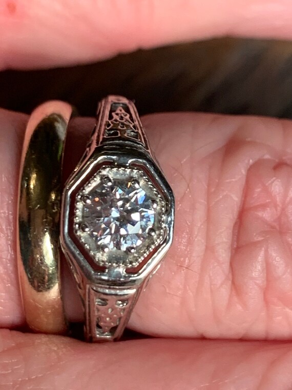 Edwardian Style Engagement Ring, Filigree Engageme