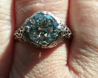 Antique Filigree Engagement Ring Edwardian Era Engagement Ring Old European Cut Engagement Ring Antique Engagement Ring