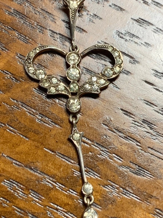 Edwardian Era Necklace, Crystal Paste Pendant, Hea