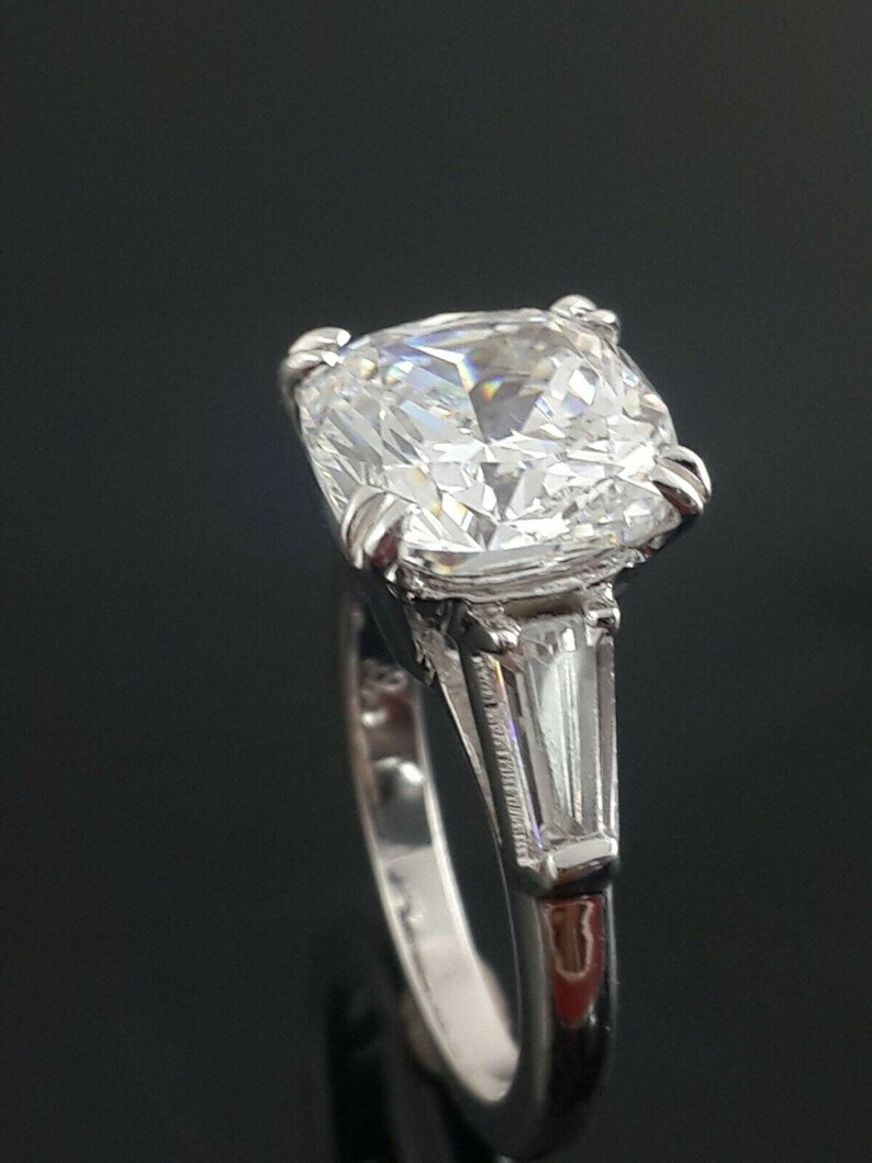 Art Deco Style Engagement Ring Baguette Solitaire Radiant Cut Engagement Ring Cushion Cut Engagement Ring