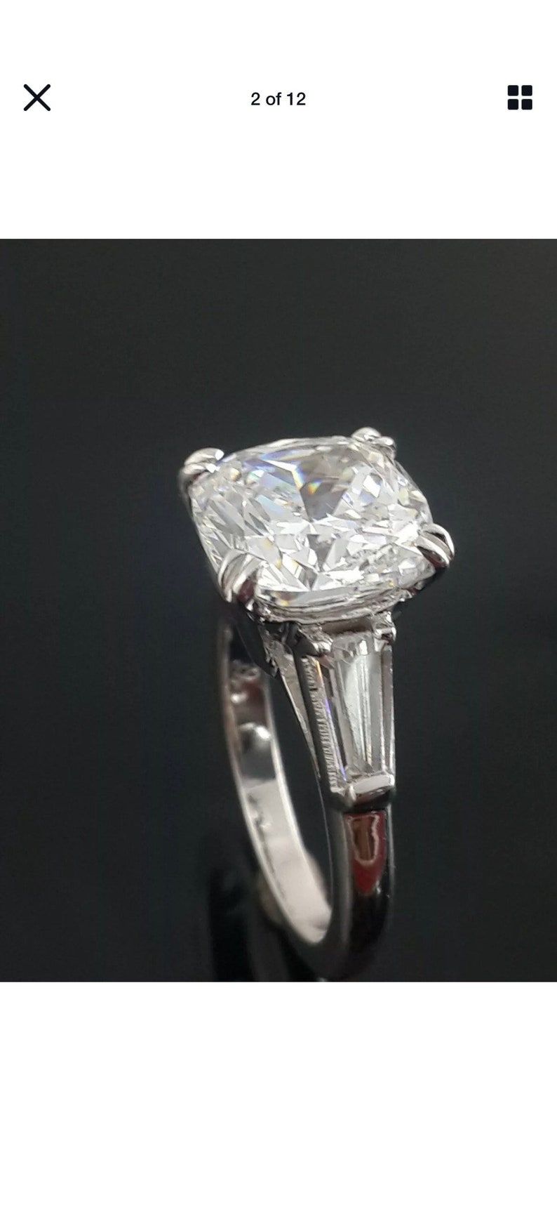 Art Deco Style Engagement Ring Baguette Solitaire Radiant Cut Engagement Ring Cushion Cut Engagement Ring