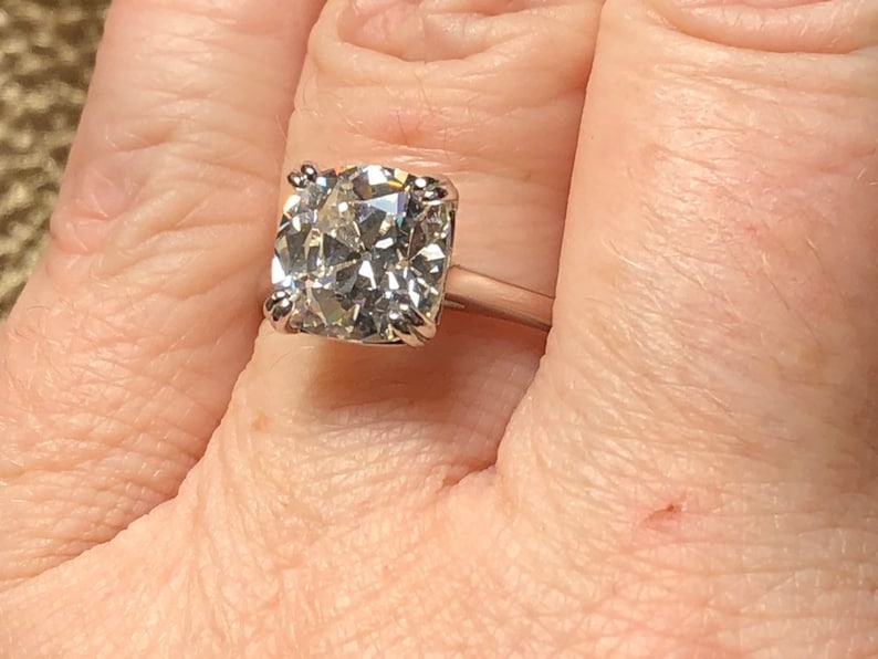 Vintage Style Engagement Ring Antique Cushion Cut Engagement Ring Cushion Cut Solitaire Engagement Ring