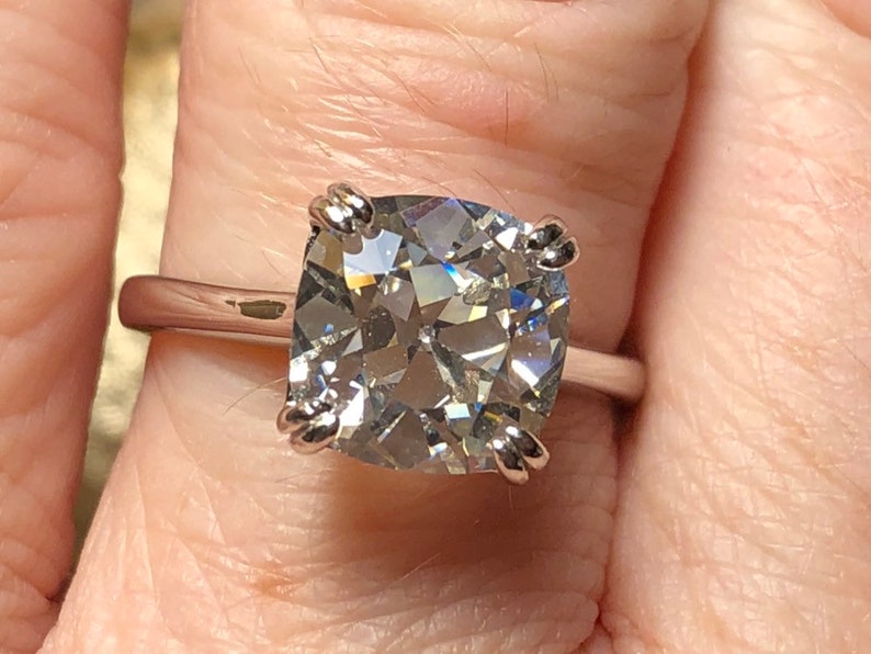 Vintage Style Engagement Ring Antique Cushion Cut Engagement Ring Cushion Cut Solitaire Engagement Ring