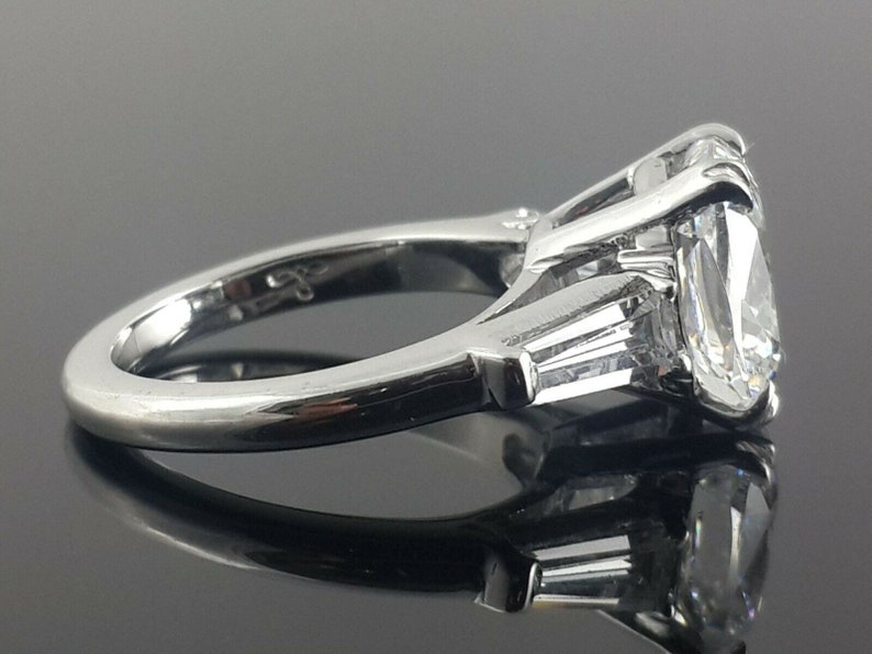 Art Deco Style Engagement Ring Baguette Solitaire Radiant Cut Engagement Ring Cushion Cut Engagement Ring