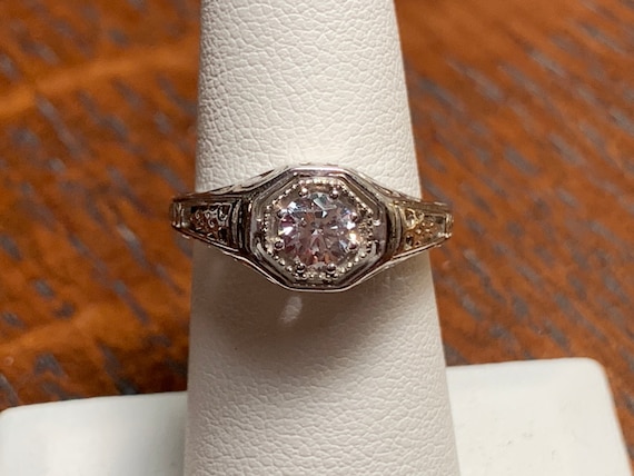 Edwardian Style Engagement Ring, Filigree Engageme