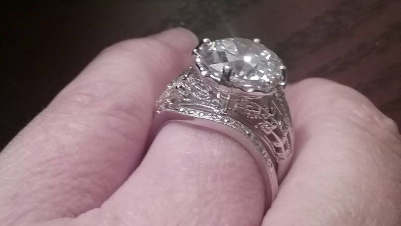 Antique Engagement Ring Edwardian Style Engagement Ring Filigree Engagement Ring Antique Reproduction Engagement Ring Old European Cut