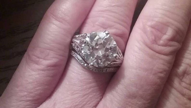 Antique Engagement Ring Edwardian Style Engagement Ring Filigree Engagement Ring Antique Reproduction Engagement Ring Old European Cut