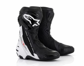 Alpinestars Supertech R Motorrace Wit Zwart | Leren Sport Motorrijlaarzen