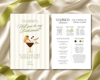 Chic Bridesmaid Proposal Card Template | Espresso Martini Style Wedding Stationary (Digital Download)