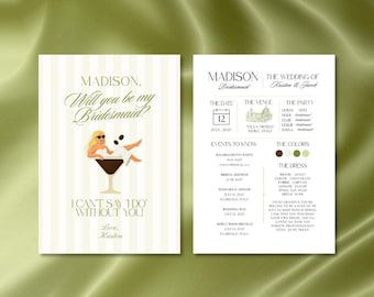 Chic Bridesmaid Proposal Card Template | Espresso Martini Style Wedding Stationary (Digital Download)