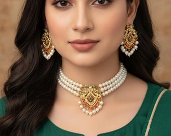 Conjunto de gargantilla chapada en oro, pendientes de joyería ovalada de cobre con forma de marquesa para mujer, estilo tradicional para fiestas.
