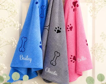 Personalised Microfibre Dog Towel Large Custom Pet Name