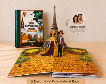 Personlig 5-sidig 3D popup-fotobok med äventyr, anpassad fotobok för par, jubileumspresent, bröllop, förlovningspresent, resebok med minnesmärke