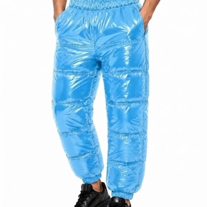 Pantalon matelassé jaune brillant : Pantalon de ski taille haute (fermeture éclair aux chevilles)