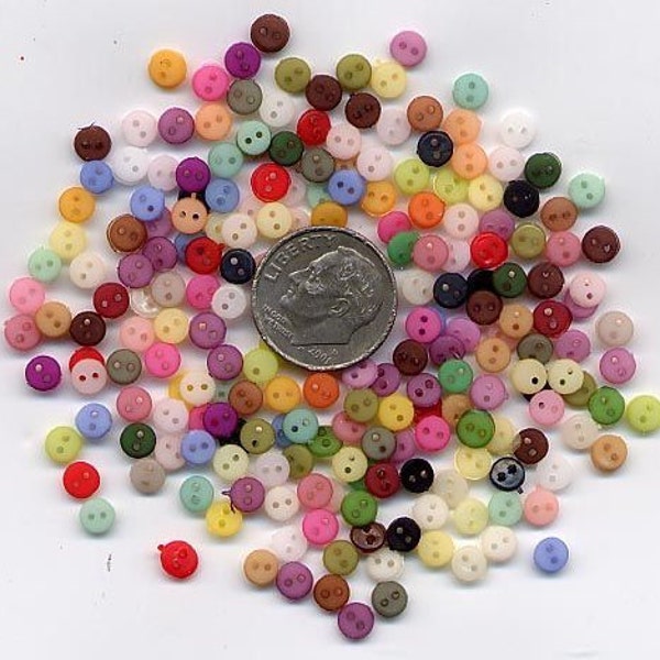 BOGO Special! 500+500 Basic Mix, 4mm 2 hole Tiny Doll Buttons