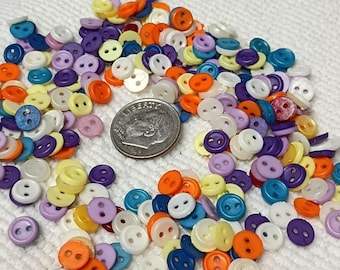 Botones pequeños de 6 mm para muñecas, surtido, 500 unidades, algunos colores individuales disponibles.
