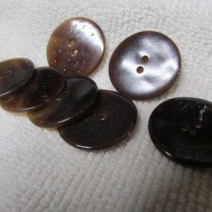 Light OR Dark Brown Mussel Shell Buttons, 1" diam.  100 pcs