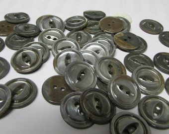 300 Pieces! Natural SHELL 2-hole, Gray color buttons, 1/2", pearly highlights