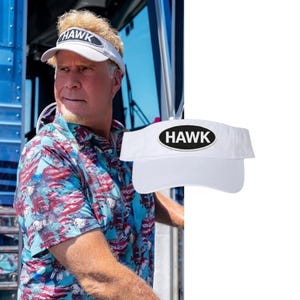 Cappello con visiera bianca fatto a mano The Hawk Will Ferrell / Visiera sportiva regolabile / Cappello da golf, tennis, corsa e attività all'aperto / Visiera estiva unisex leggera