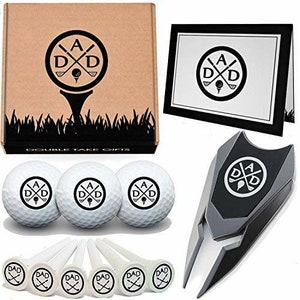 12 Piece Christmas Birthday Father's Day Golf Gift Set for Men - Engraved Divot Tool, Ball Marker, Tees, Balls, Greeting Card, Gift Box