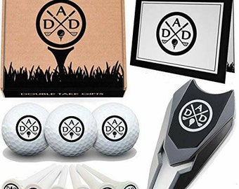 12 Piece Christmas Birthday Father's Day Golf Gift Set for Men - Engraved Divot Tool, Ball Marker, Tees, Balls, Greeting Card, Gift Box