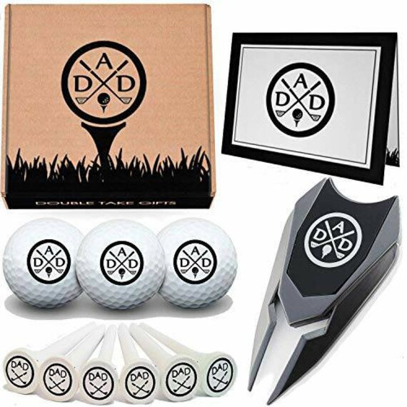 12 Piece Christmas Birthday Father's Day Golf Gift Set for Men - Engraved Divot Tool, Ball Marker, Tees, Balls, Greeting Card, Gift Box
