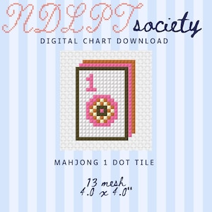 Mahjong 1 Dot Tile Needlepoint Canvas Diagram 13 mesh 4x4"