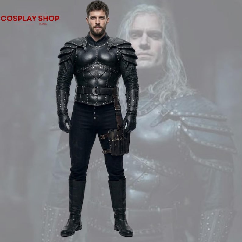 Geralt Of Rivia cosplay outfit with black leather armor