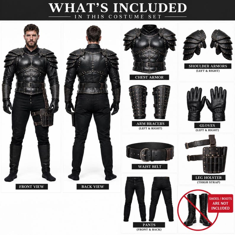 Geralt Of Rivia cosplay armor with black pants, gloves