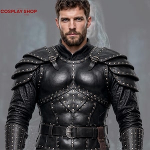 Geralt Of Rivia Witcher cosplay outfit with layered shoulder armor