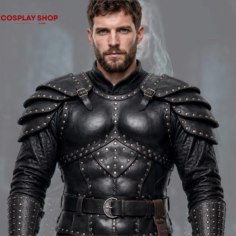 Geralt Of Rivia Witcher cosplay outfit with layered shoulder armor