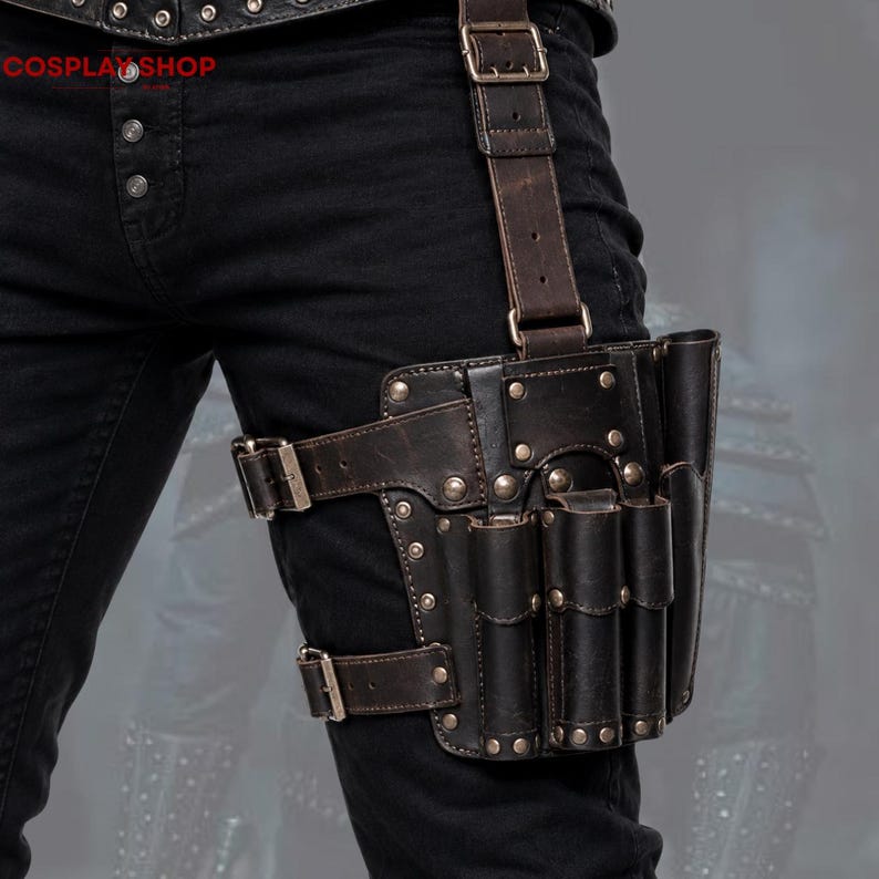 Geralt Of Rivia inspired black leather costume with tactical belt