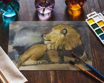 Lion Painting,  Kids Room Lion Print, Lion Print, Lion Wall Art