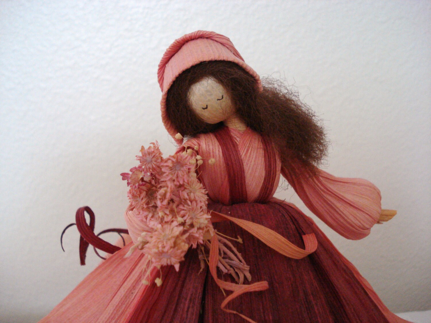 Vintage Nan's Corn Husk Doll Flower Girl in Shades of Etsy