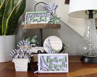Gift for the Home: Lavender Tiered Tray Decor - 5 Pieces