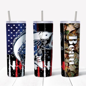 Gifts for Him: Fishing Camo Patriotic Personalized Tumber