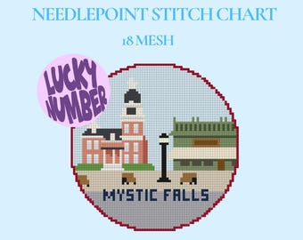 Mystic Falls 4in Round Needlepoint CHART