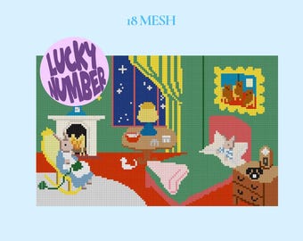 Goodnight Moon Needlepoint CHART 18 mesh