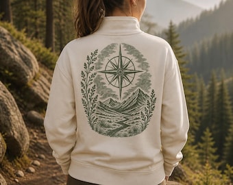 Moletom Compass com Meio Zíper, Arte de Montanha Inspirada em Brontë