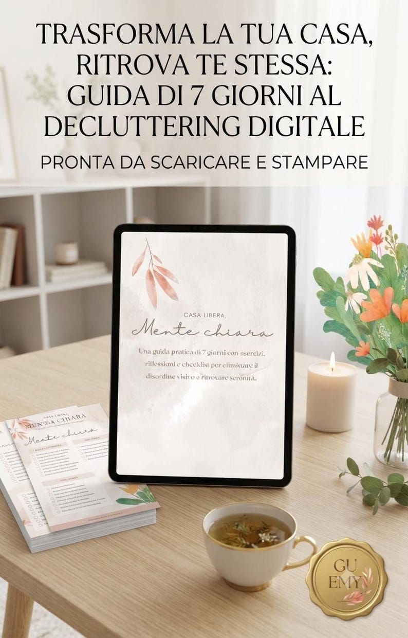 7-dagars digital utrensningsguide | Hem och sinne välbefinnandeplanerare, utskrivbar PDF, minimalistisk egenvård bild 1