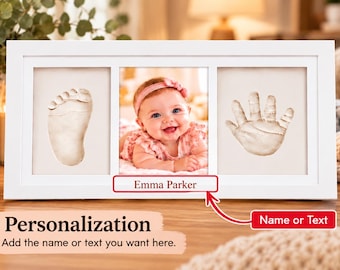 Personalized Baby Handprint Footprint Frame, Newborn Keepsake Kit, Nursery Decor
