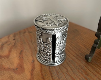 Vintage Pewter Hummingbird Stamp Holder