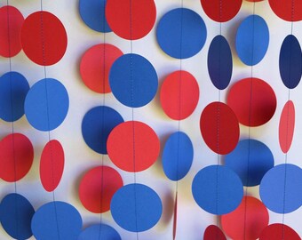 Red And Blue Paper Garland Graduation Decorations Birthday Etsy
